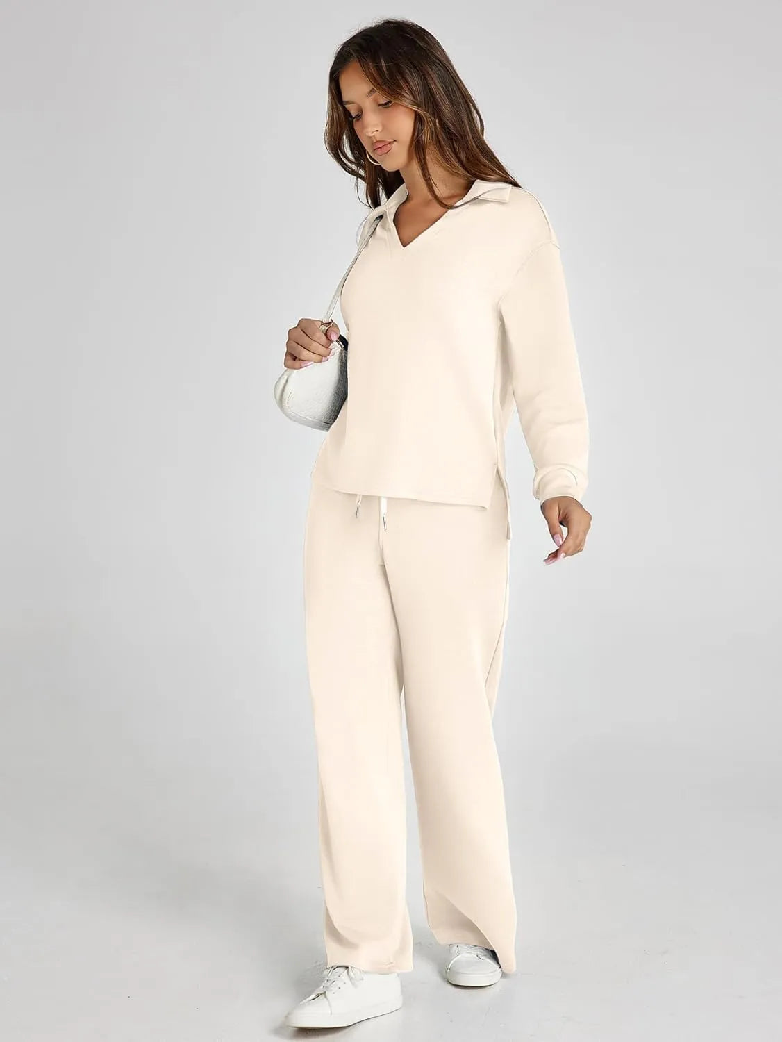 Cozy Minimalist Two-Piece Set – Soft Breathable Fabric With Wide-Leg Pants