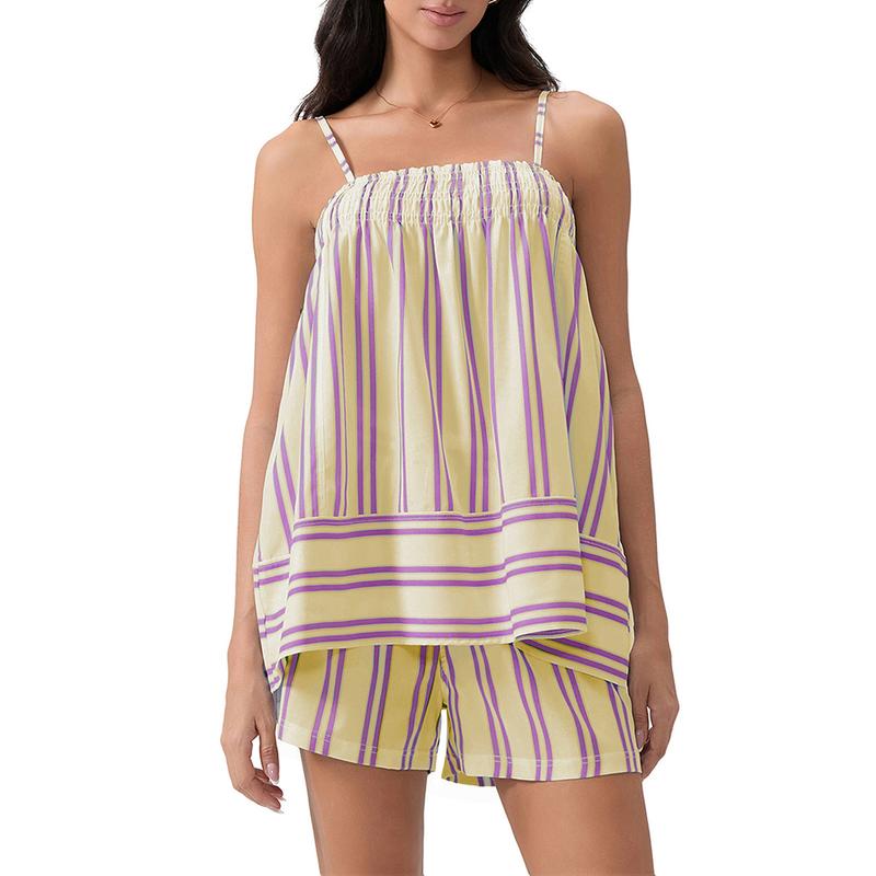 Summer Sleeveless Lounge Co-ord – Casual Multi-Color Summer Outfit, Relaxed Fit