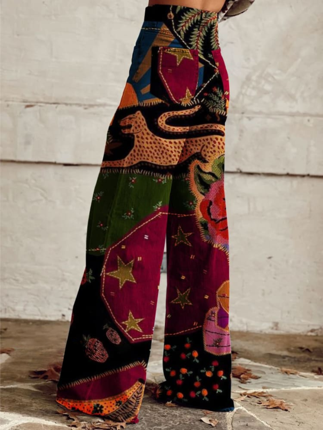 Artistic Wide-Leg Pants - Eye-Catching Prints | Comfortable Loose Trousers