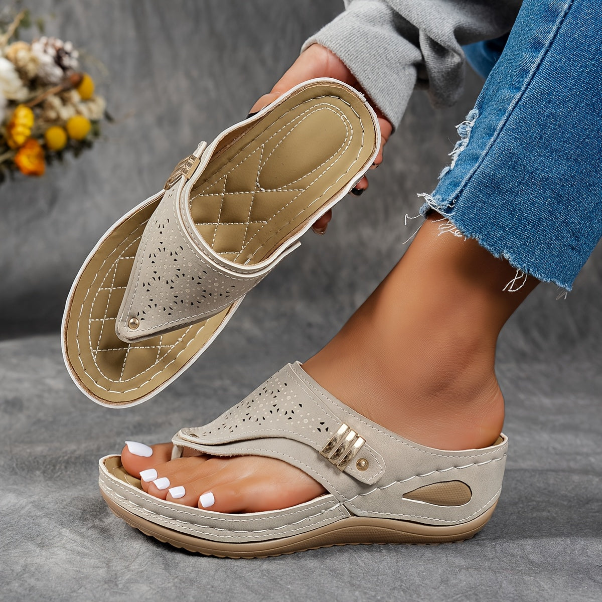 Women's Wedge Sandals - Comfortable Summer Wedge Shoes | Cushioned Insole & Adjustable Strap