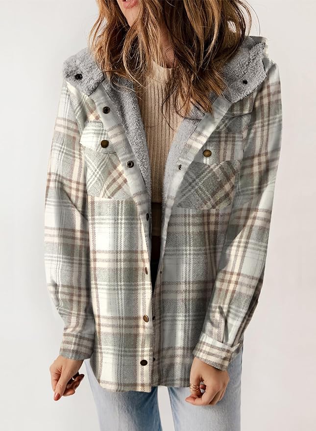 Plaid Flannel Jacket – Warm Winter Jacket With Soft Brushed Fabric, Cozy Fall Outerwear
