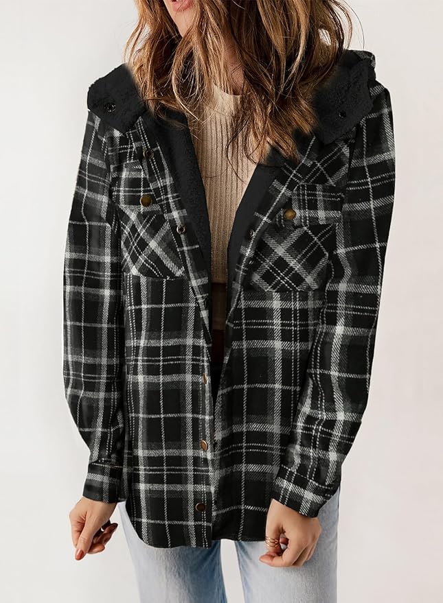 Plaid Flannel Jacket – Warm Winter Jacket With Soft Brushed Fabric, Cozy Fall Outerwear