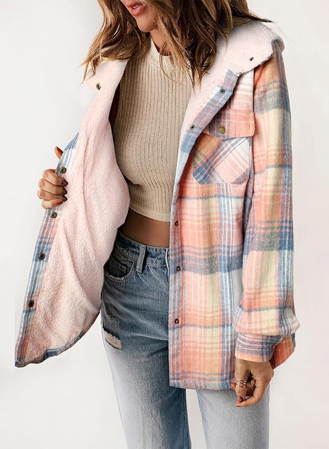 Plaid Flannel Jacket – Warm Winter Jacket With Soft Brushed Fabric, Cozy Fall Outerwear