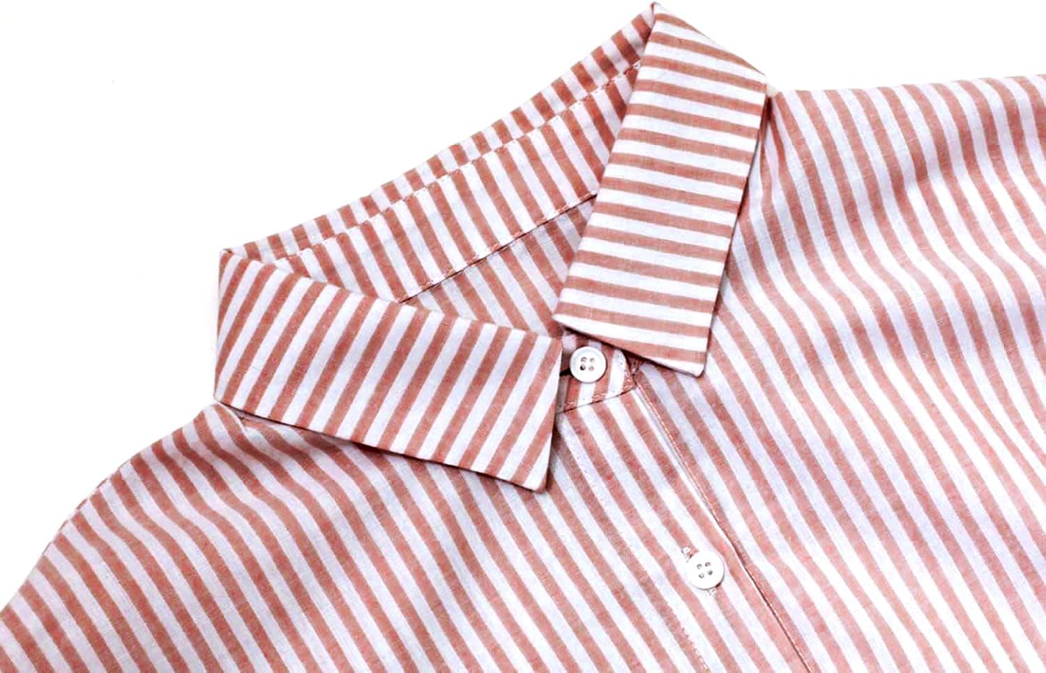 Long Sleeve Shirt Dress – Classic Stripe Pattern | Button Front, Relaxed Fit Dress