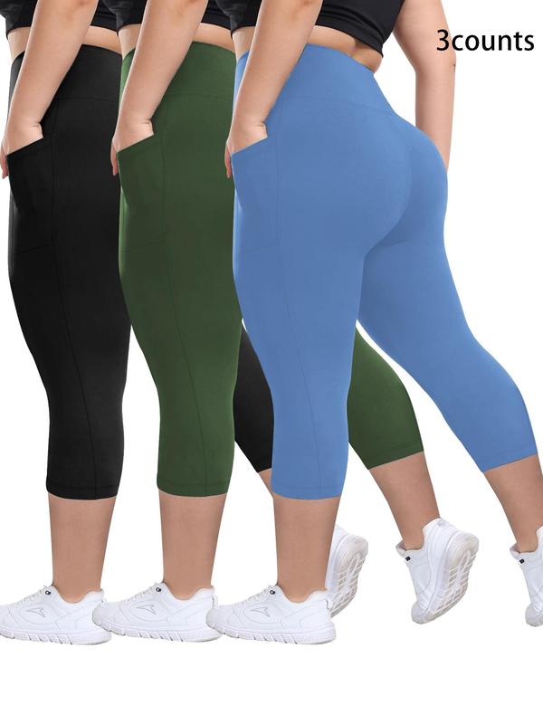 Breathable Capris – 3 Pack High Waisted Activewear Leggings with Moisture Wicking Fabric