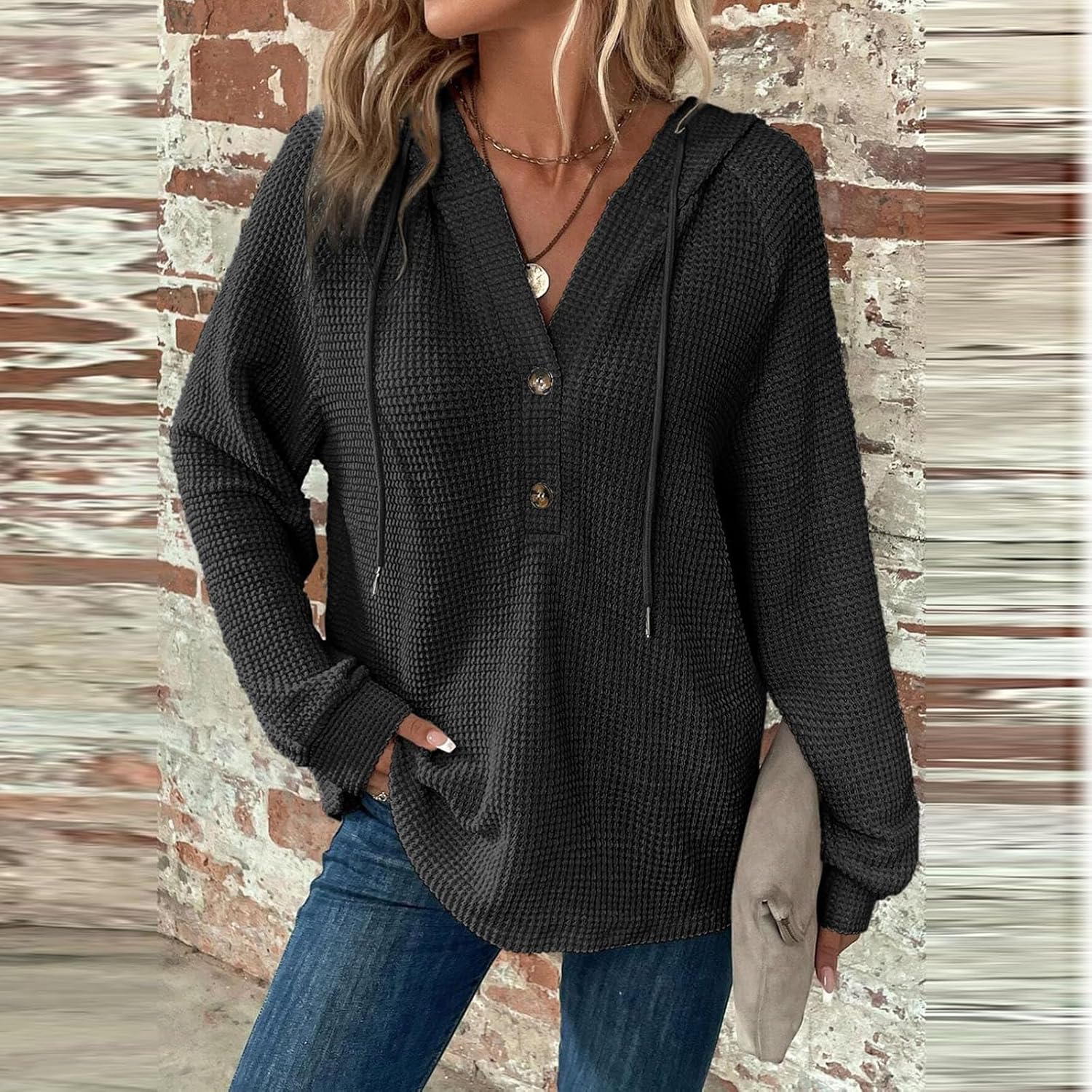 Oversized V-Neck Sweat | Relaxed Fit Sweatshirt For Women - Cozy Fall Clothing