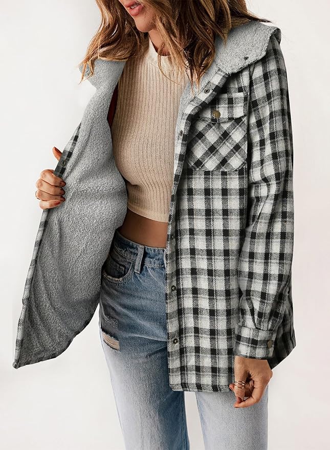 Plaid Flannel Jacket – Warm Winter Jacket With Soft Brushed Fabric, Cozy Fall Outerwear