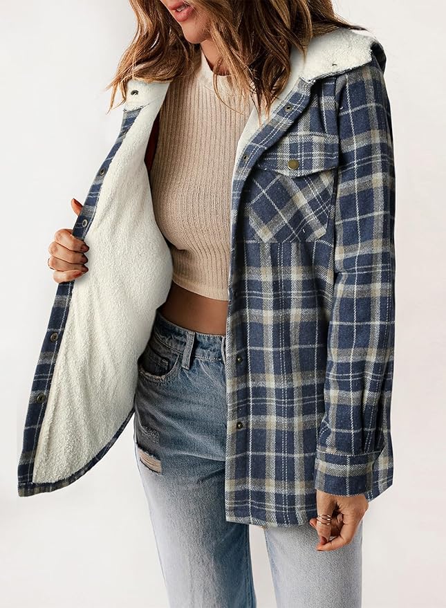 Plaid Flannel Jacket – Warm Winter Jacket With Soft Brushed Fabric, Cozy Fall Outerwear
