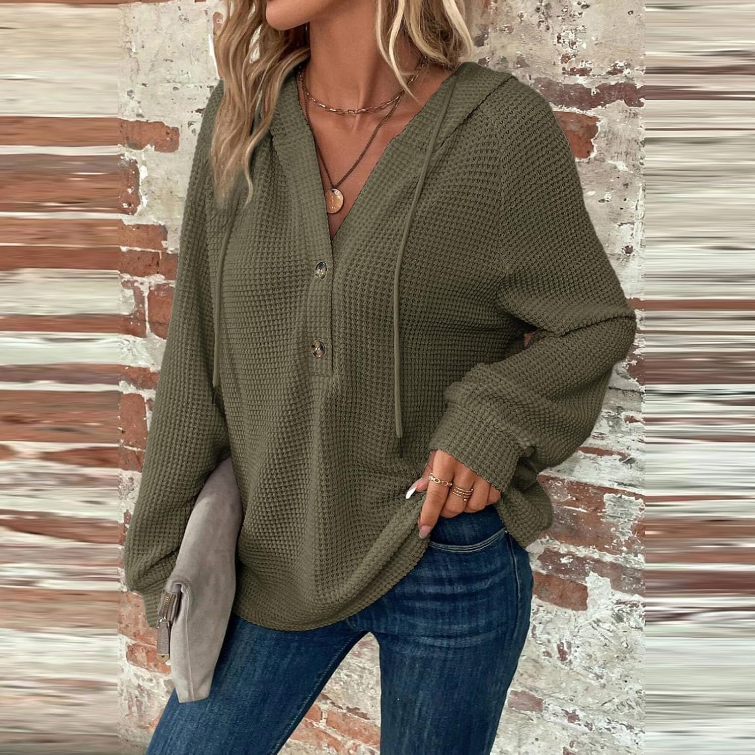 Oversized V-Neck Sweat | Relaxed Fit Sweatshirt For Women - Cozy Fall Clothing