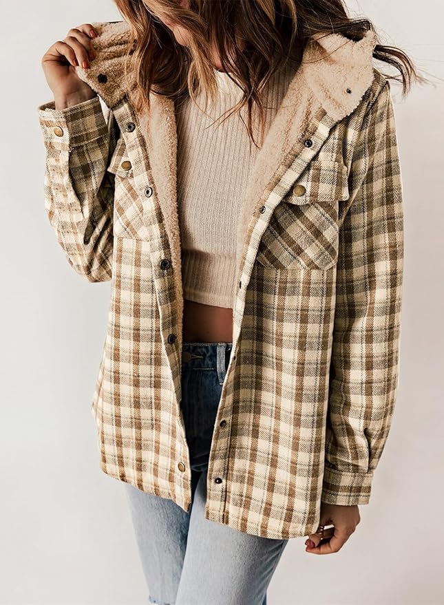 Plaid Flannel Jacket – Warm Winter Jacket With Soft Brushed Fabric, Cozy Fall Outerwear