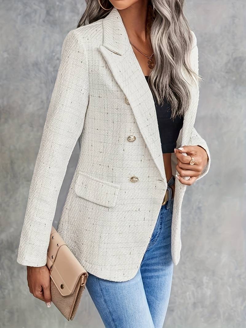 Tailored Blazer - Elegant Double Breasted Jacket With Structured Fit & Stylish Lapels