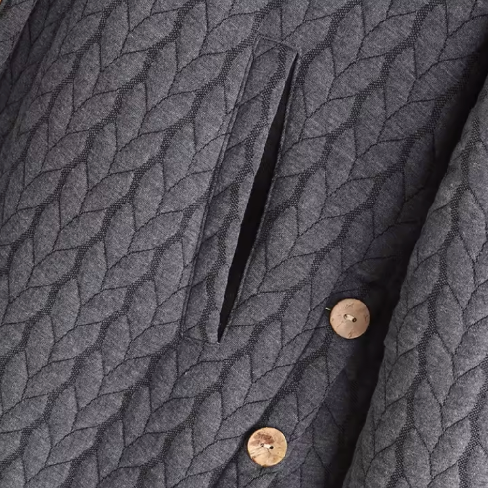 Stylish Casual Coat – Quilted Hooded Outerwear With Button Closure & Pockets