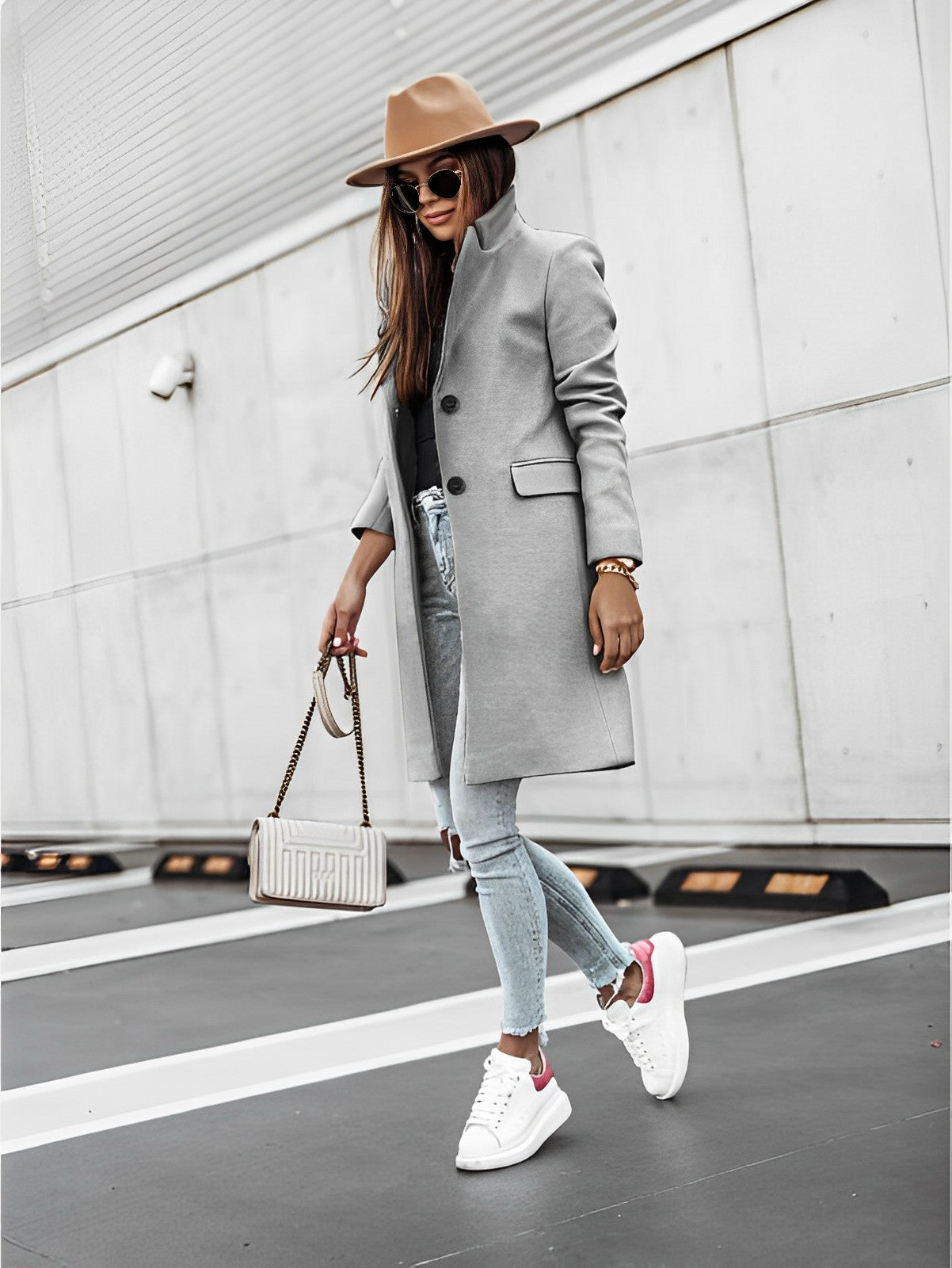 Women's Long Trench Coat – Elegant Full Length Winter Coat With Tailored Fit