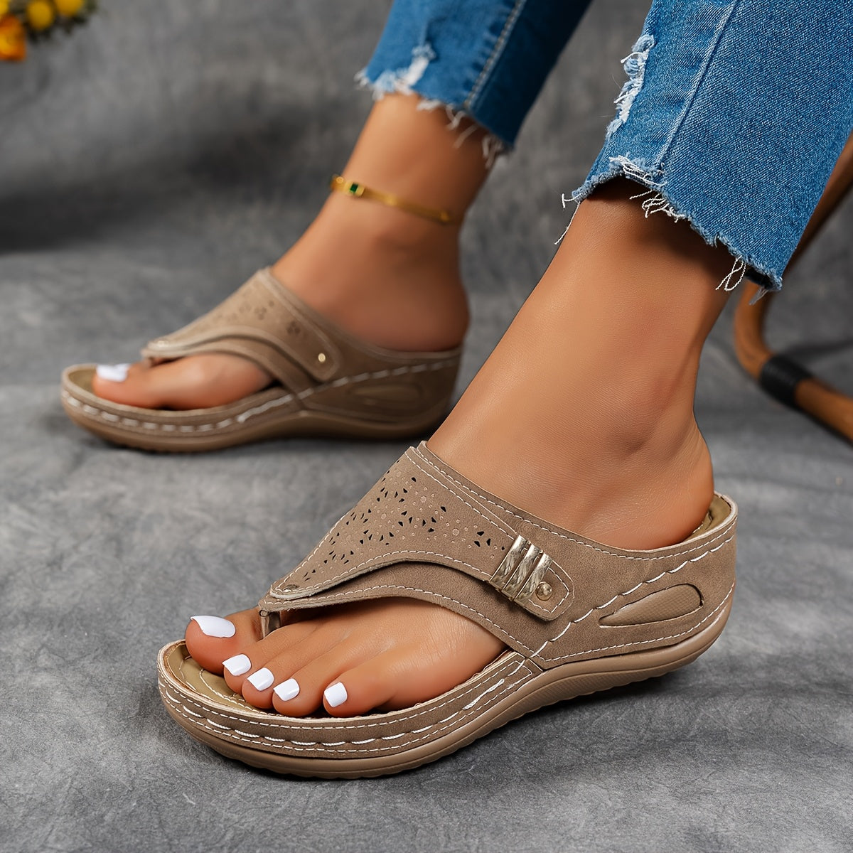 Women's Wedge Sandals - Comfortable Summer Wedge Shoes | Cushioned Insole & Adjustable Strap