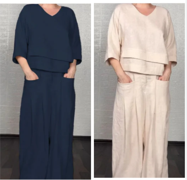 Casual Summer Set – Lightweight Cotton Linen Two-Piece Outfit | Breathable Fabric