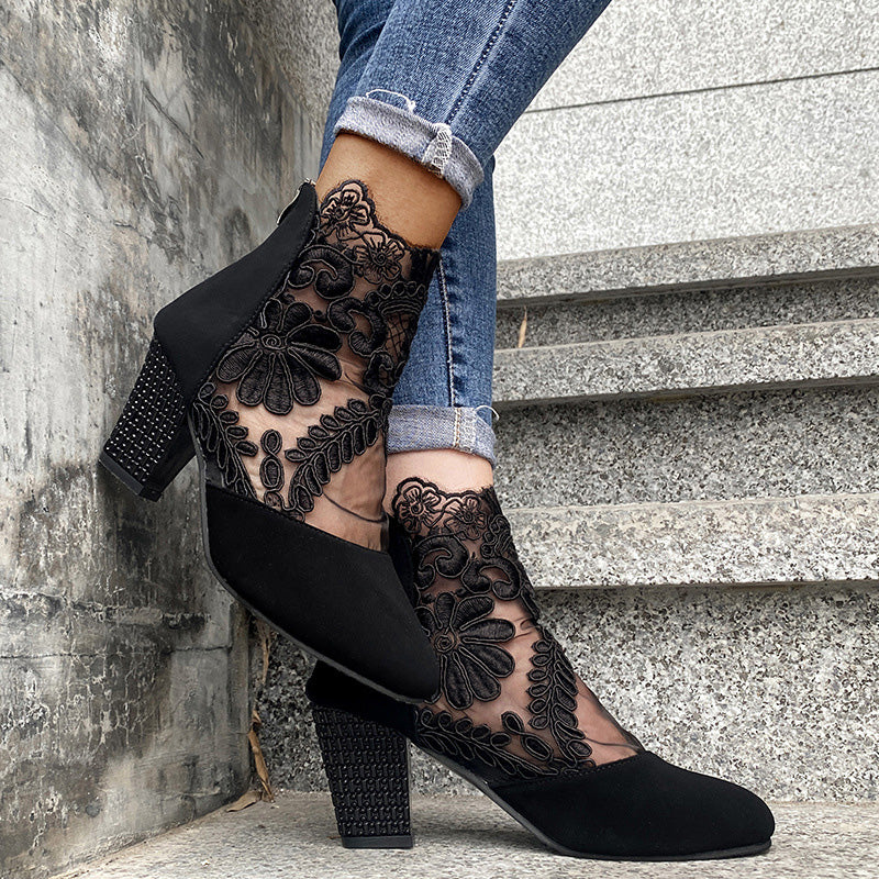 Lace Heeled Boots – Chic Women's Lace Ankle Boots With Comfortable Heels