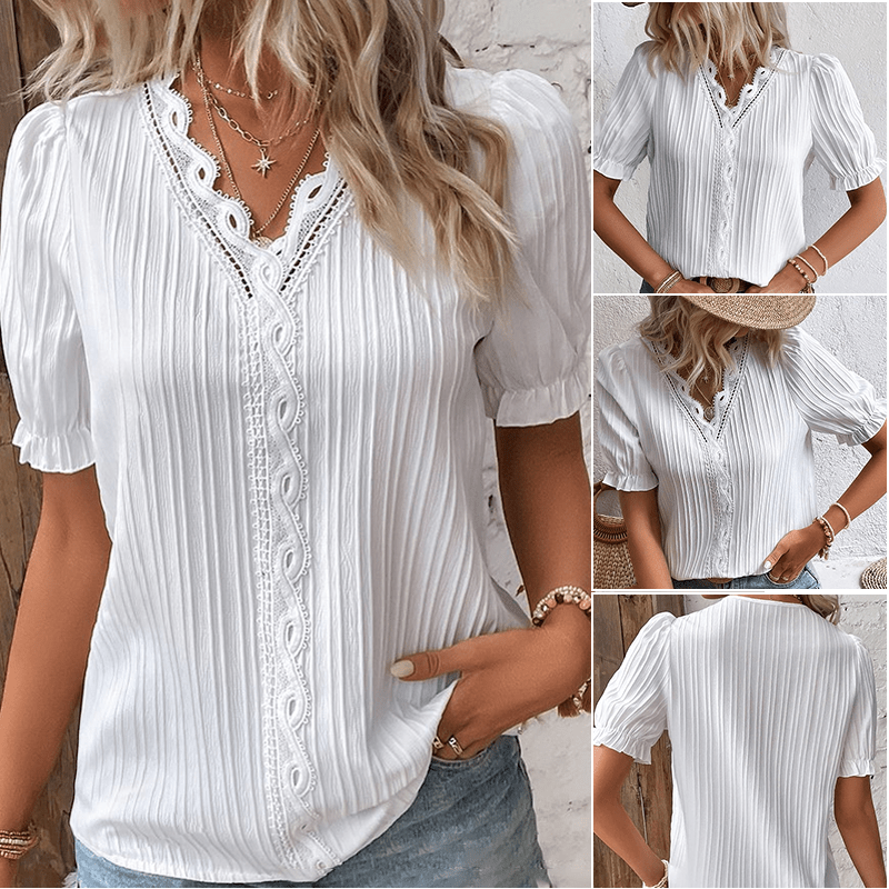 Chic Lace Trim Shirt – Lightweight Cotton Shirt With Sophisticated Lace Design