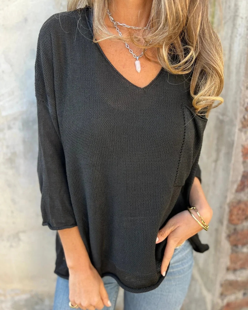 Boho Knit Top – Lightweight Cotton Blend Blouse | Relaxed Fit Casual Wear