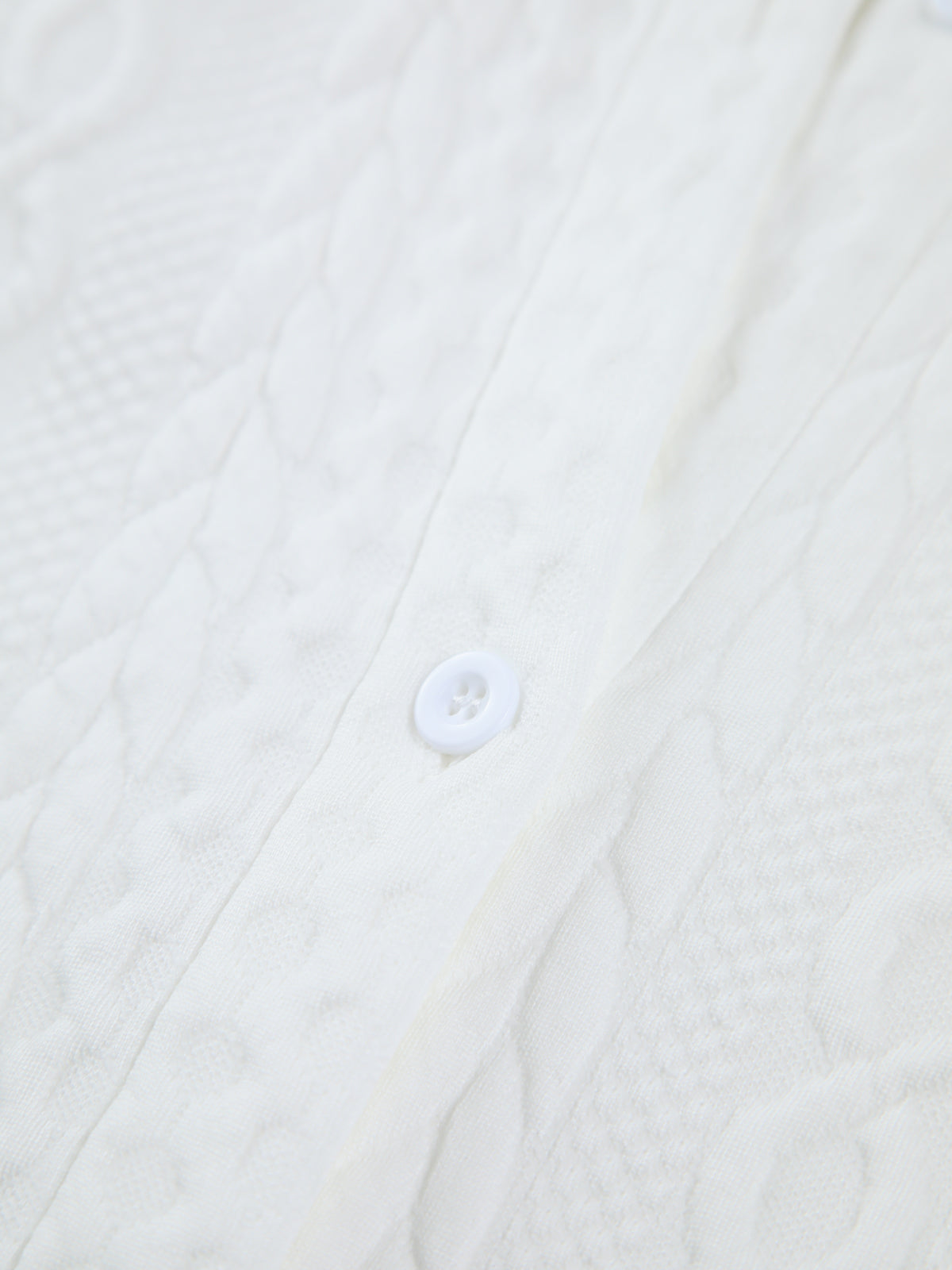 Cable Knit Shirt - Oversized Warm Casual Shirt With Polo Neckline | Women's Knitwear