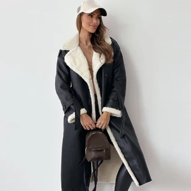 Women's Long Down Coat – Warm Winter Coat With Multiple Pockets & Adjustable Cuffs