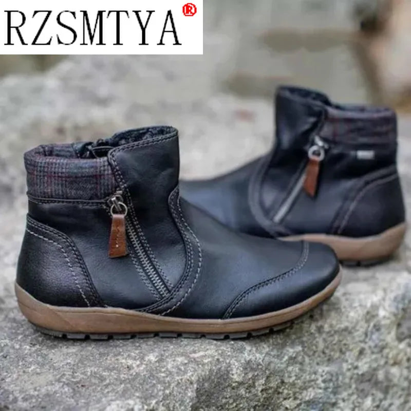 Botines Mujer Negros - Comodidad y Estilo Retro en Talla Grande 0