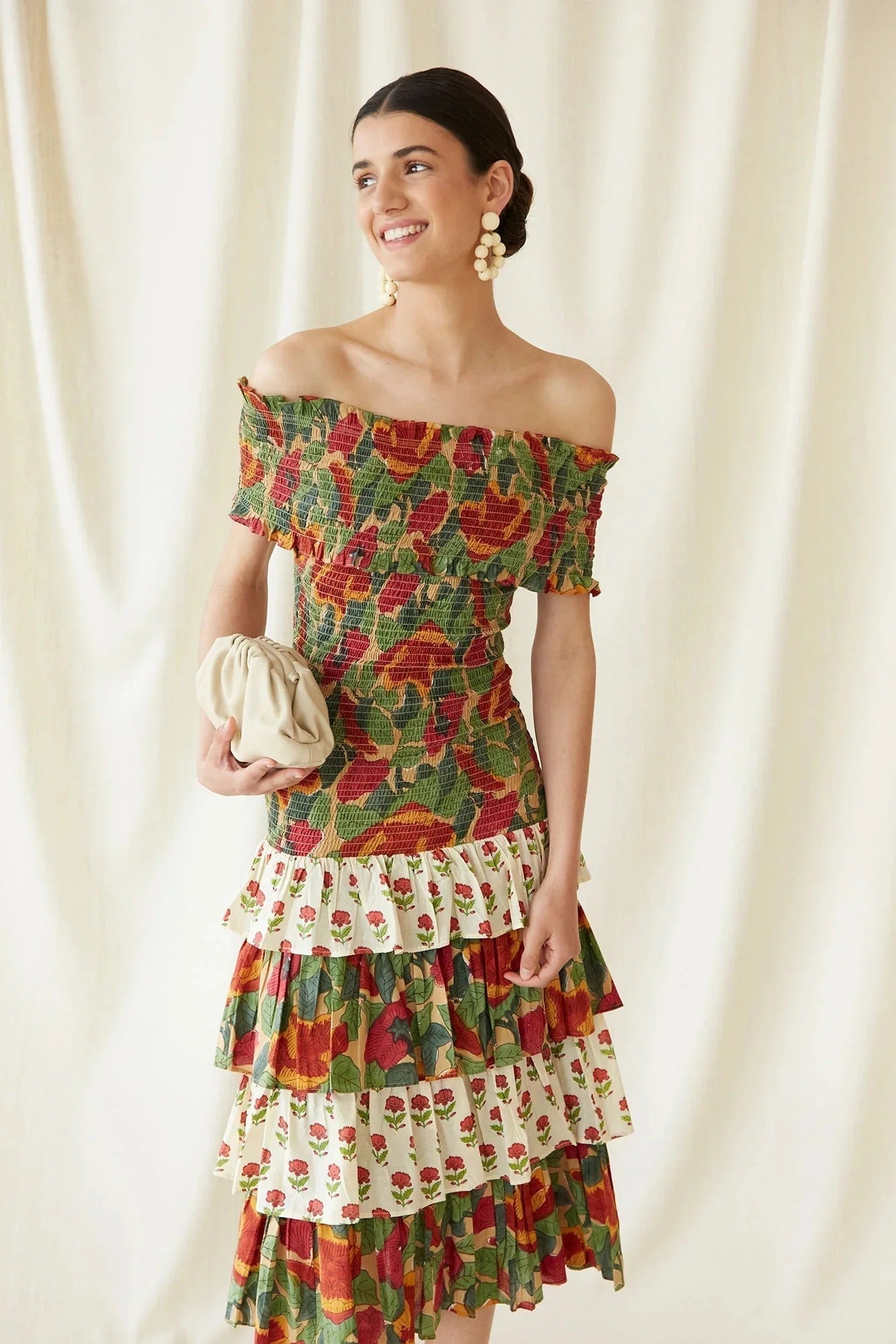 Printed Midi Dress – Elegant Women's Summer Dress With Flattering Cut & Chic Pattern