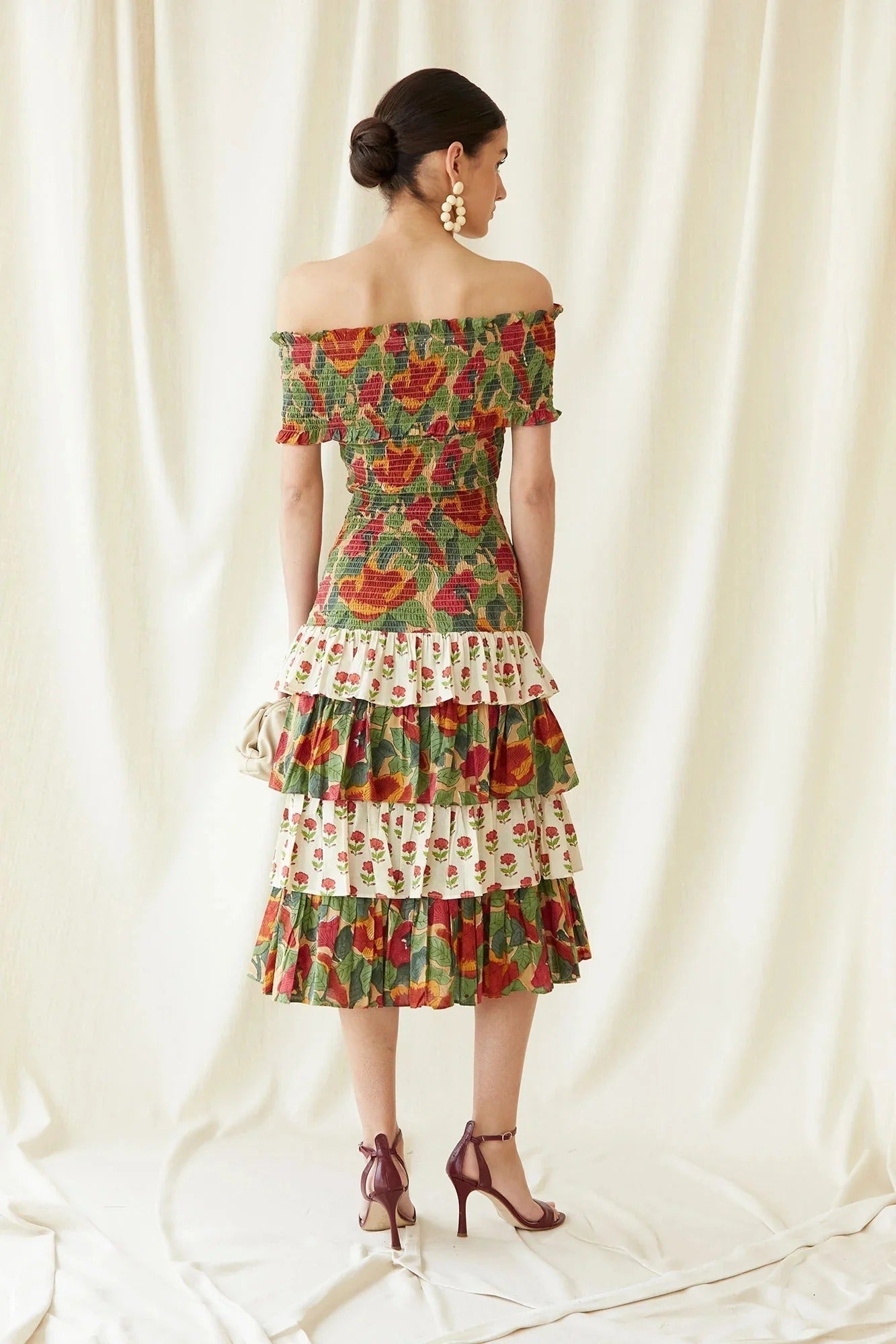 Printed Midi Dress – Elegant Women's Summer Dress With Flattering Cut & Chic Pattern