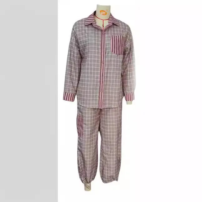 Conjunto de Pijamas de Mujer con Blusa a Cuadros y Pantalones Sueltos – Ropa de Dormir Cómoda para Invierno