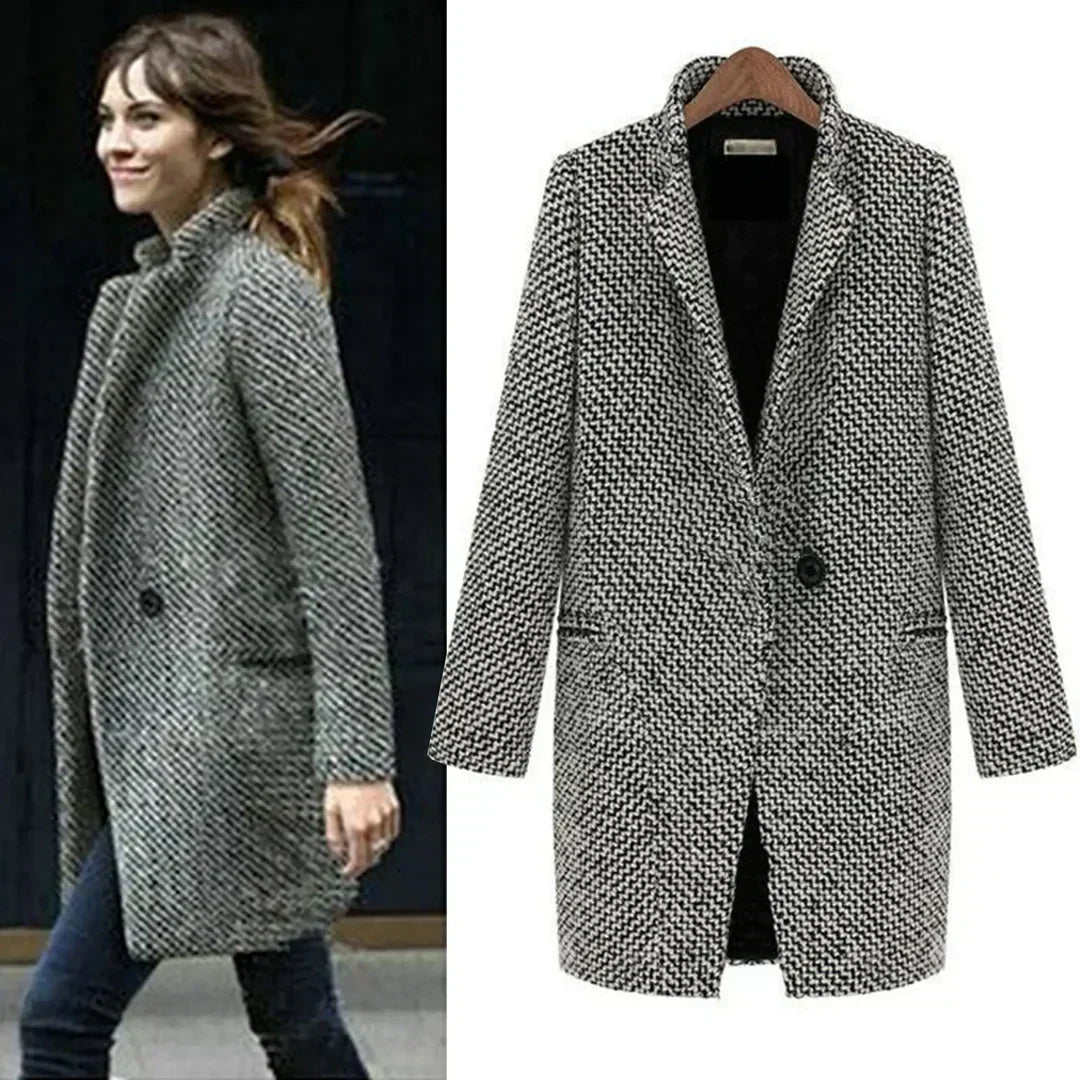 Long Wool Coat – Elegant Single-Button Wool Outerwear With Winter Warmth
