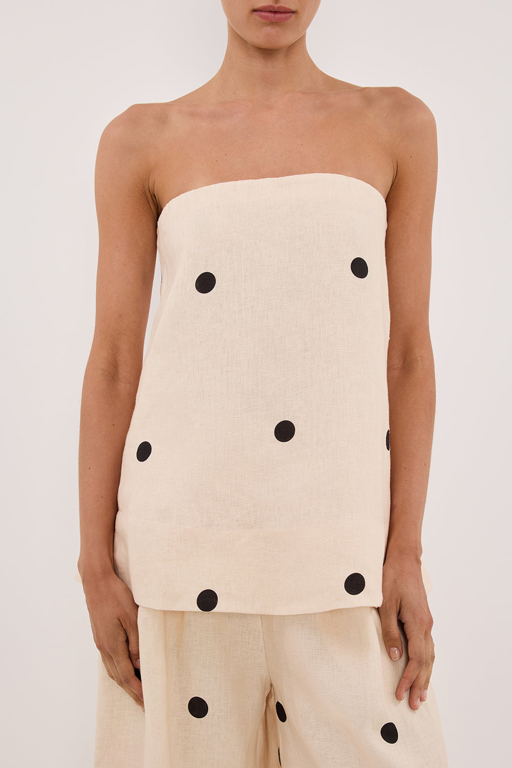 Polkadot Pants Set - Women's Two-Piece Outfit With Matching Top And Wide Leg Pants