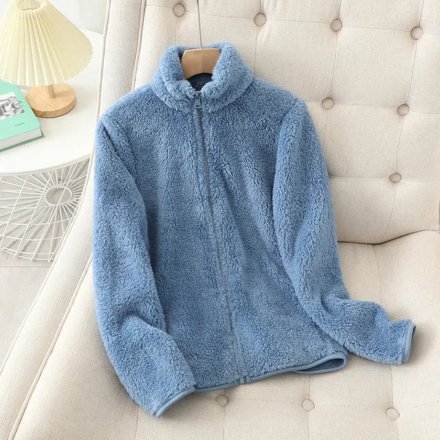 Fluffy Cosy Jacket – Plush Velvet Fleece Jacket With Side Pockets For Women