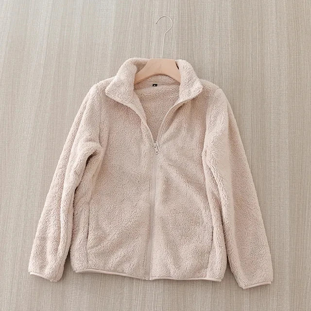 Fluffy Cosy Jacket – Plush Velvet Fleece Jacket With Side Pockets For Women