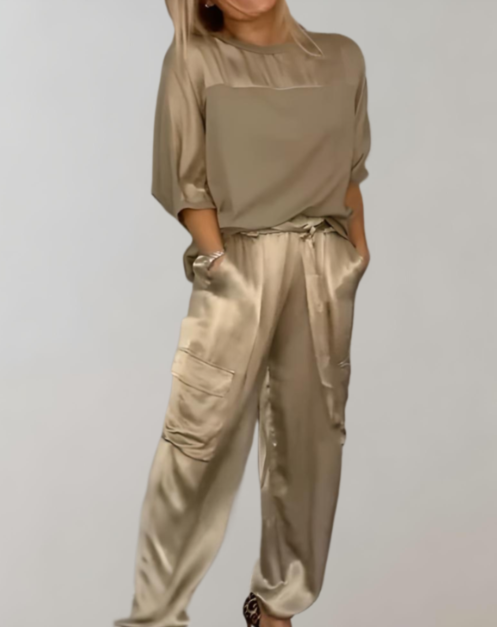 Silky Cargo Lounge Set – Relaxed Fit Women's Loungewear With Pockets