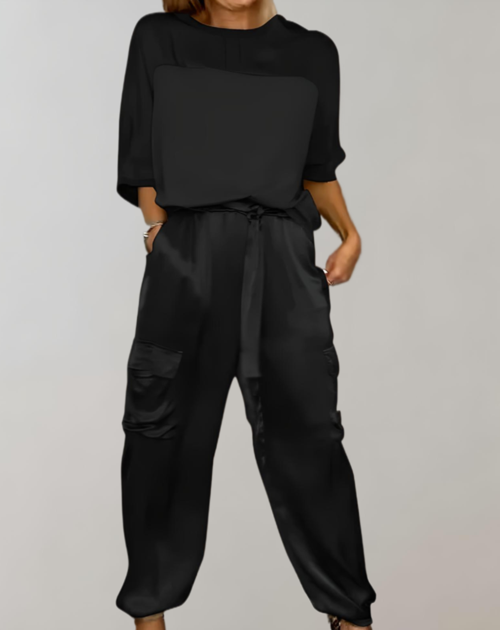 Silky Cargo Lounge Set – Relaxed Fit Women's Loungewear With Pockets