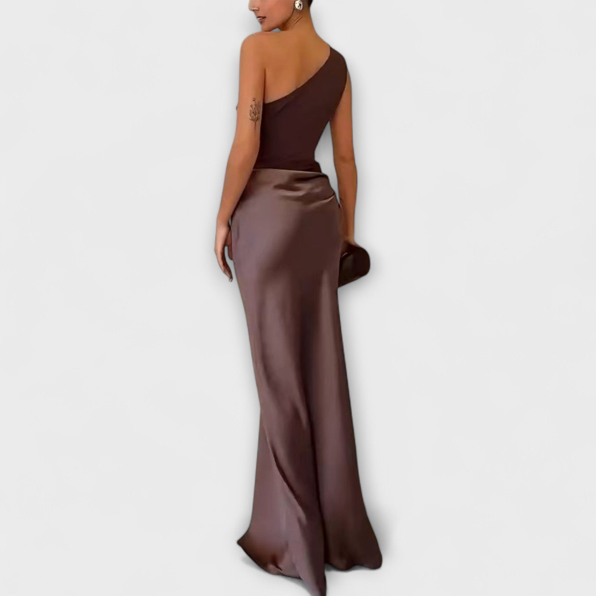 One-Shoulder Pleated Dress | Elegant Maxi Dress for Formal Evening Events