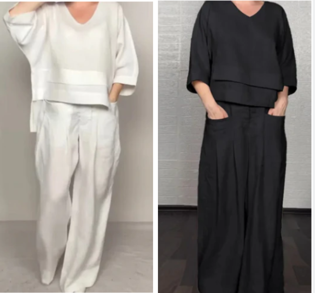 Casual Summer Set – Lightweight Cotton Linen Two-Piece Outfit | Breathable Fabric