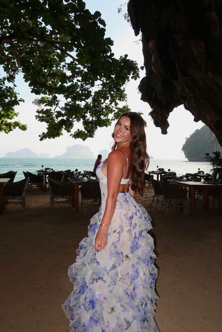 Floral Beach Maxi Dress – Lightweight Summer Maxi Dress with Cut-Out Split Detail