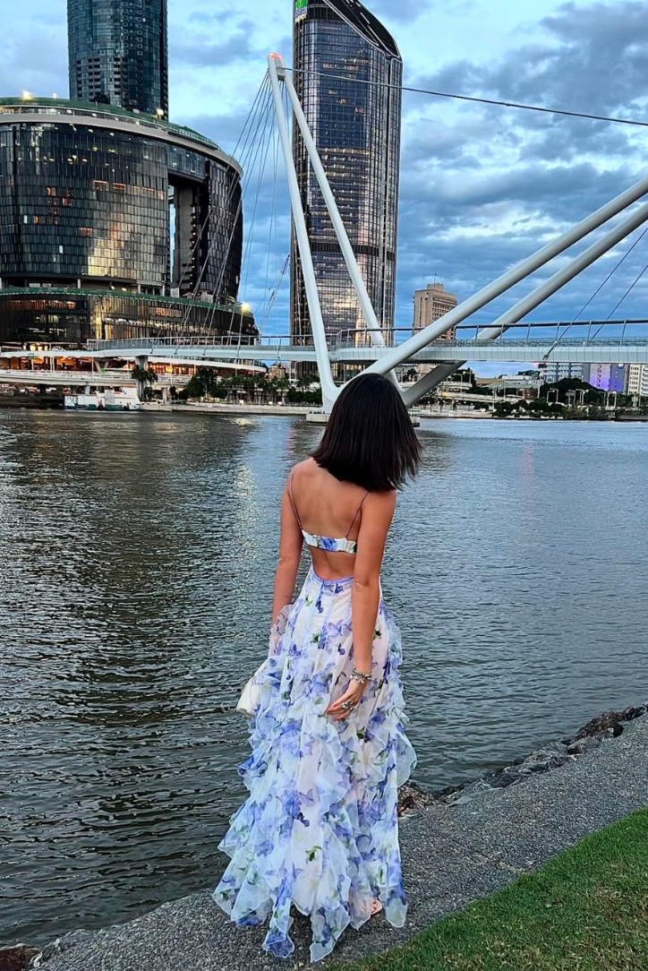 Floral Beach Maxi Dress – Lightweight Summer Maxi Dress with Cut-Out Split Detail