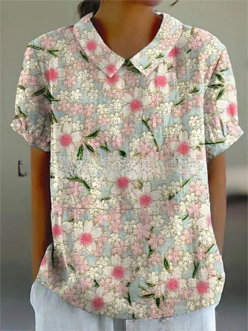 Floral Shirt - Lightweight Summer Top with Playful Flower Print & Loose Fit