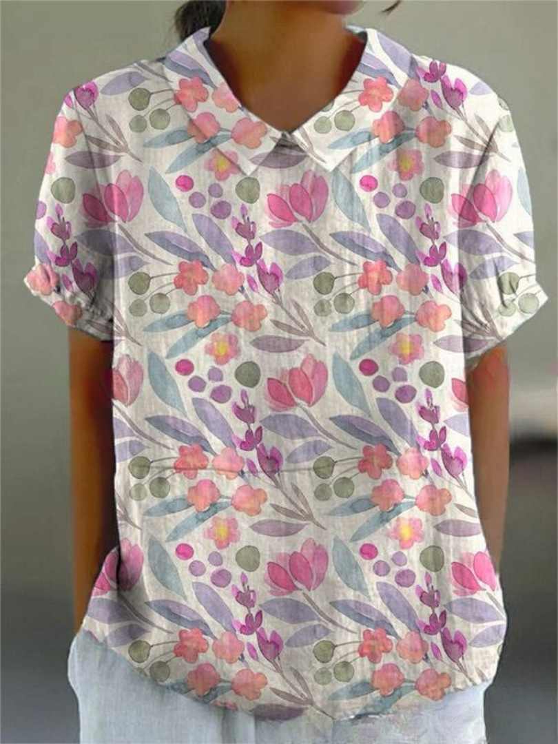 Floral Shirt - Lightweight Summer Top with Playful Flower Print & Loose Fit