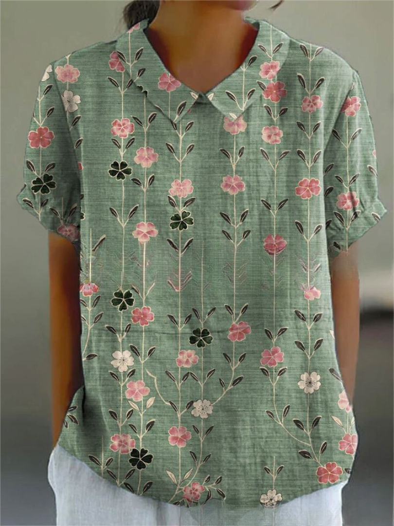 Floral Shirt - Lightweight Summer Top with Playful Flower Print & Loose Fit