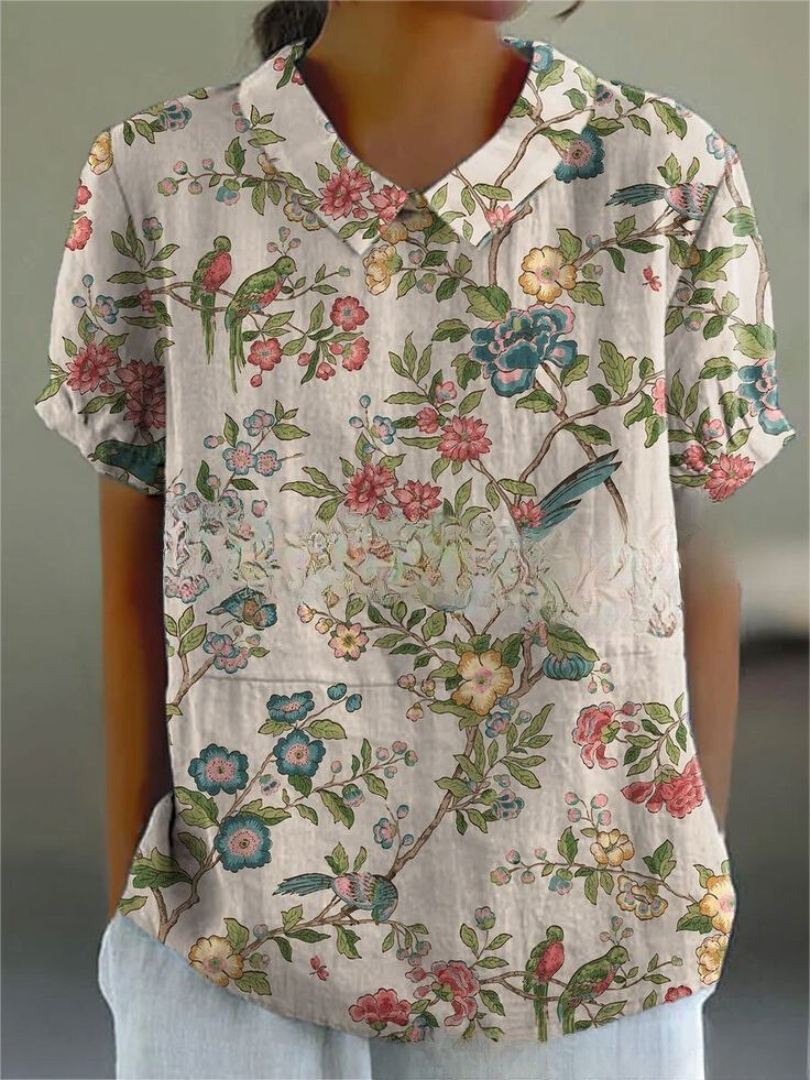 Floral Shirt - Lightweight Summer Top with Playful Flower Print & Loose Fit