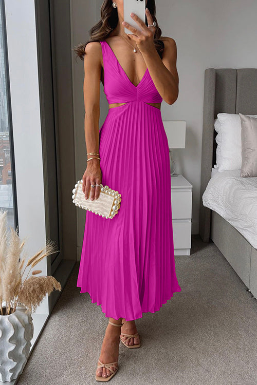 Pleated Maxi Dress – Sleeveless Elegant Summer Gown With Flowing Silhouette