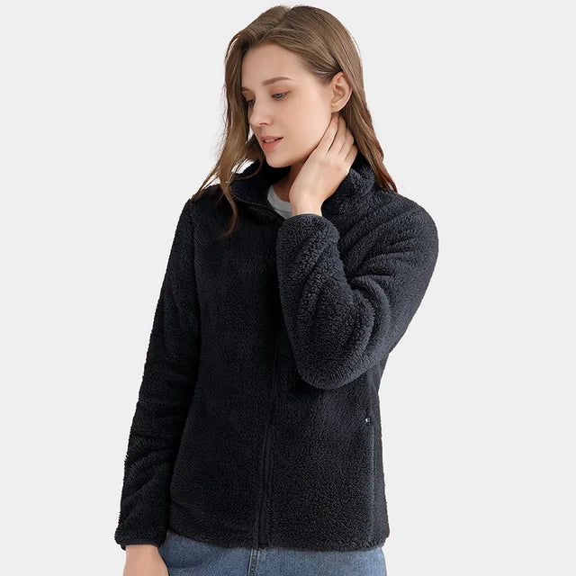 Fluffy Cosy Jacket – Plush Velvet Fleece Jacket With Side Pockets For Women