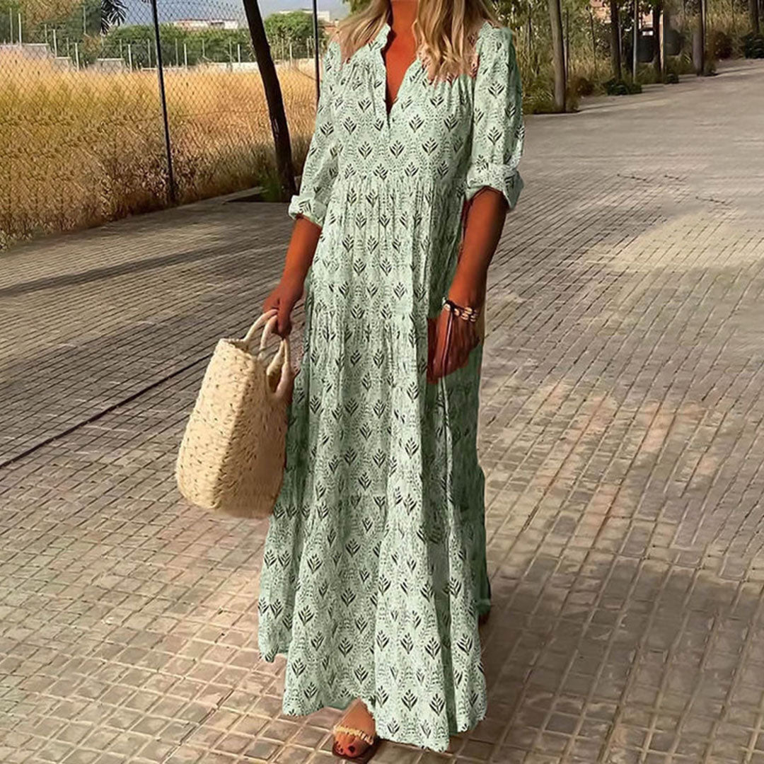 Boho Dress - Lightweight Maxi Dress with Flowing Silhouette & V-Neck Style