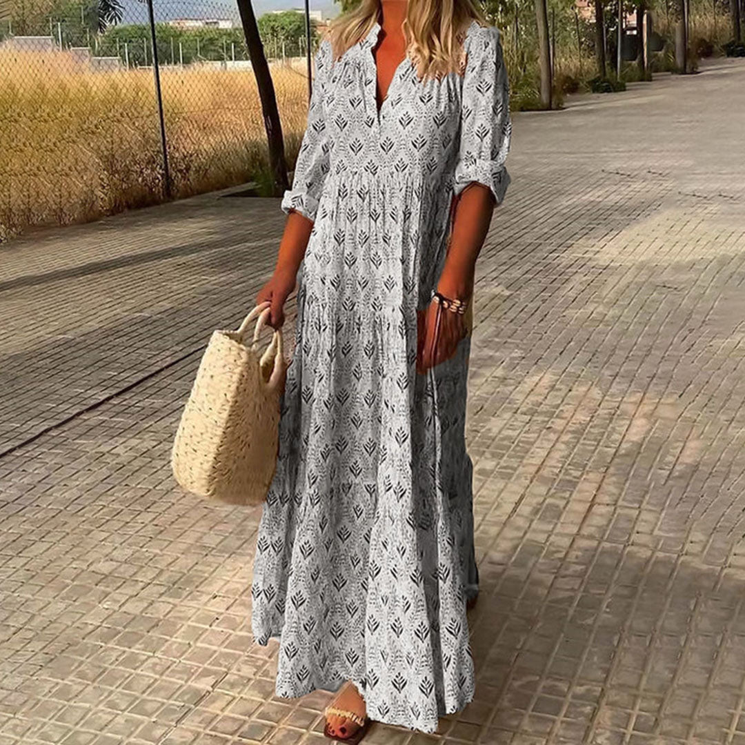 Boho Dress - Lightweight Maxi Dress with Flowing Silhouette & V-Neck Style