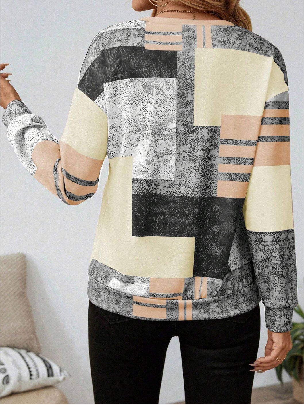 Vintage Sweatshirt – Chic Colourblock Half-Zip Retro Sweatshirt for Casual Layering