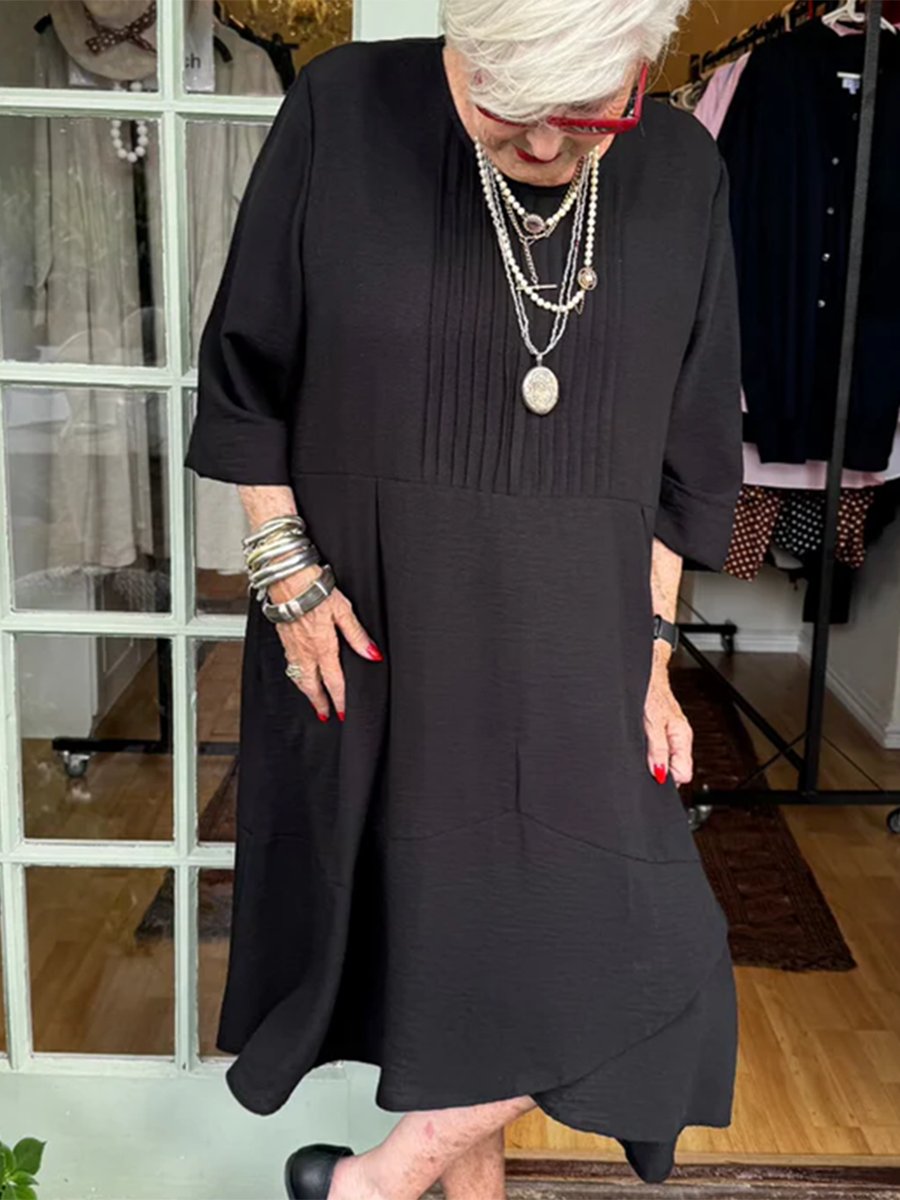 Linen Pleated Dress – Accordion Irregular Hem Lightweight Summer Linen Outfit