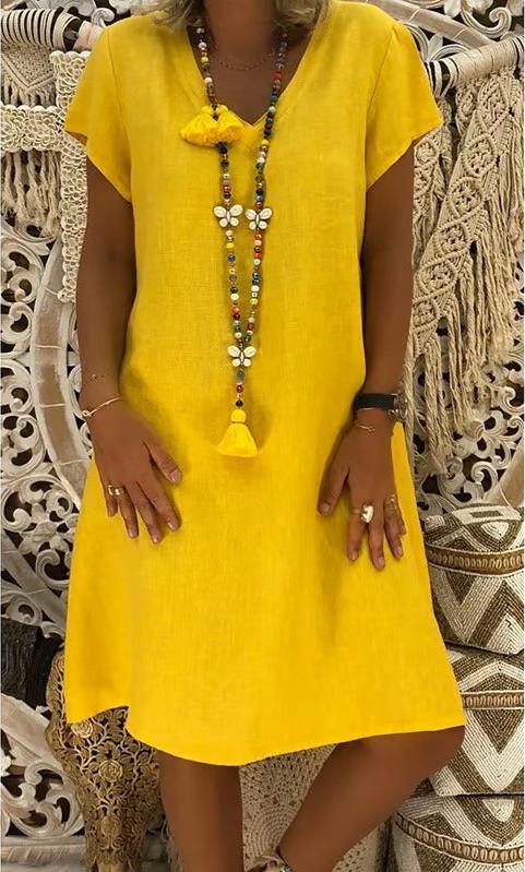 Linen Dress - Lightweight Summer Dress With Relaxed Fit & Breathable Fabric