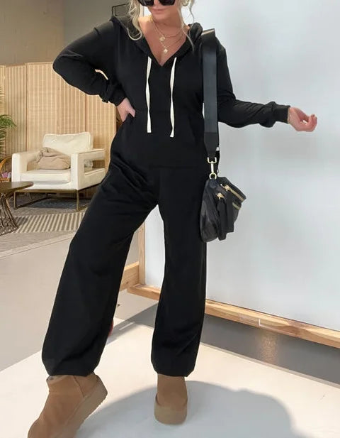 Casual Cozy Jumpsuit - Hooded Oversized Polyester Soft Fabric Outfit